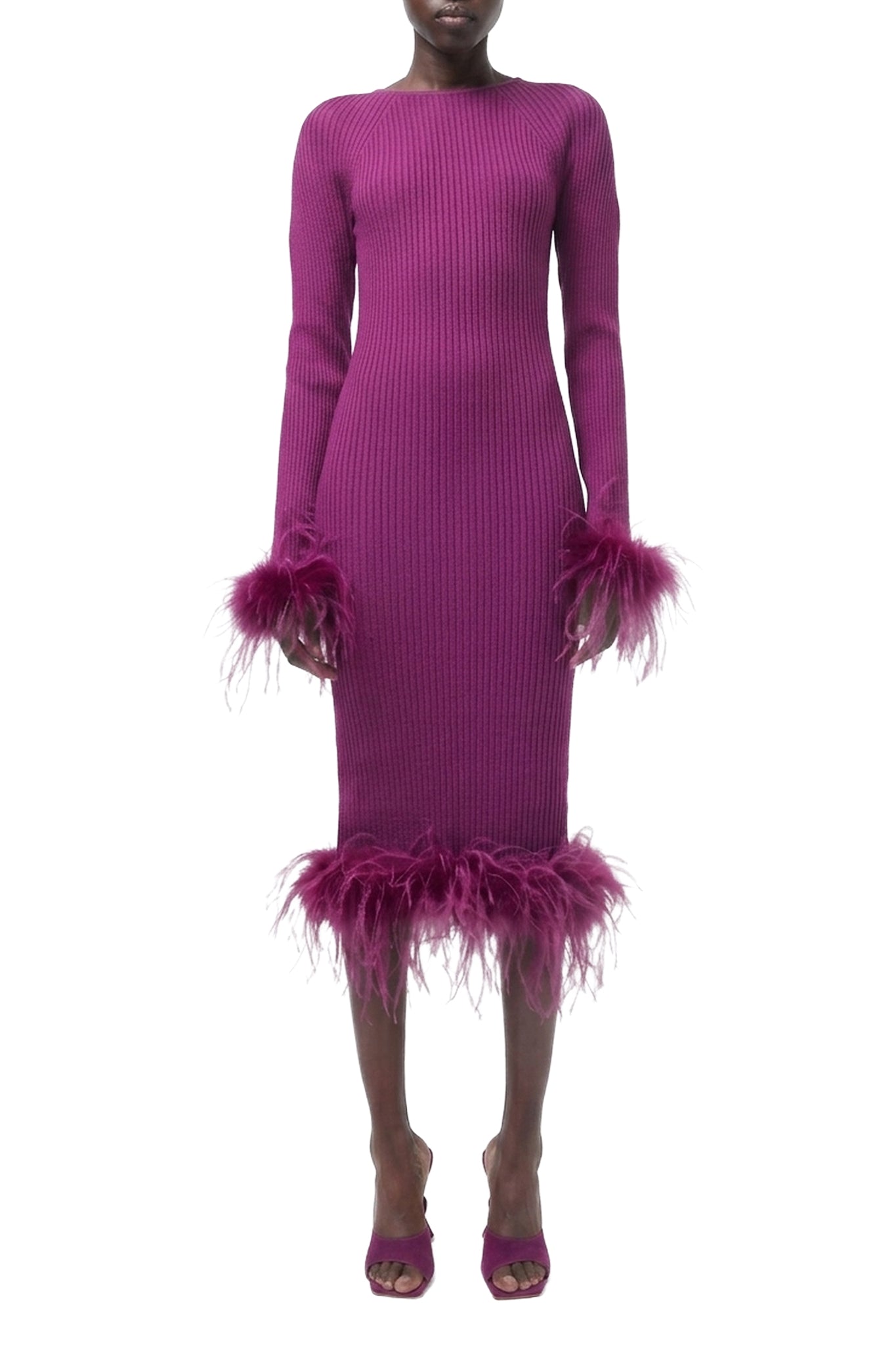 Wool midi dress - Plum