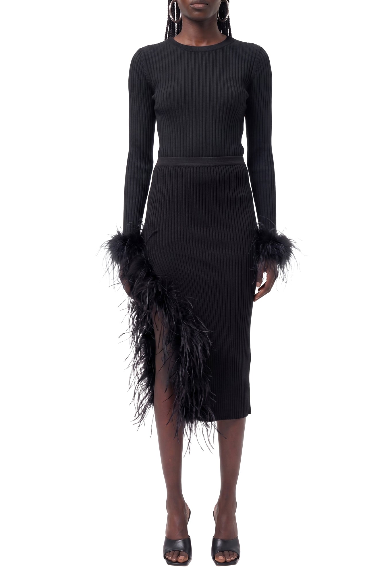 RECOLO BLACK /// Jupe midi en laine - Black