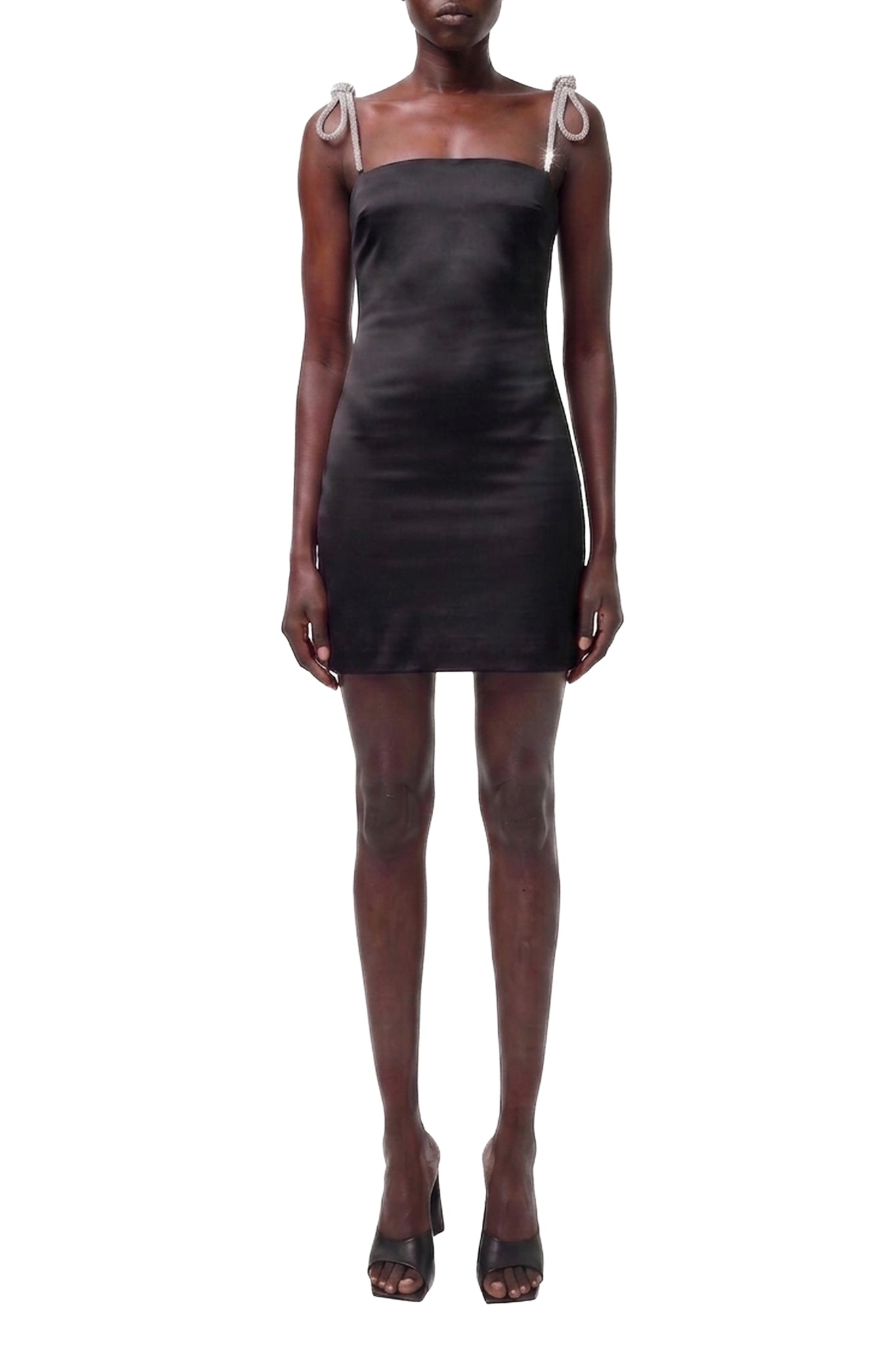 Robe courte à bretelles bijoux - Black