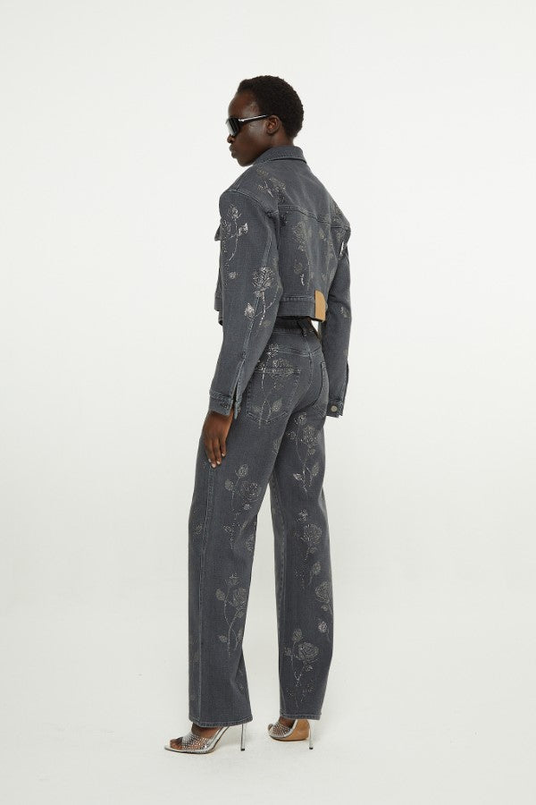 Black wash denim // Black wash denim crop jacket