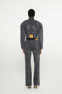 Black wash denim // Black wash denim crop jacket