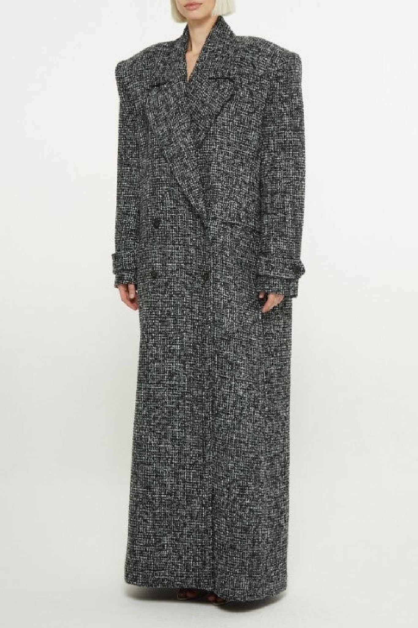 Manteau extra-long croisé - Black & White