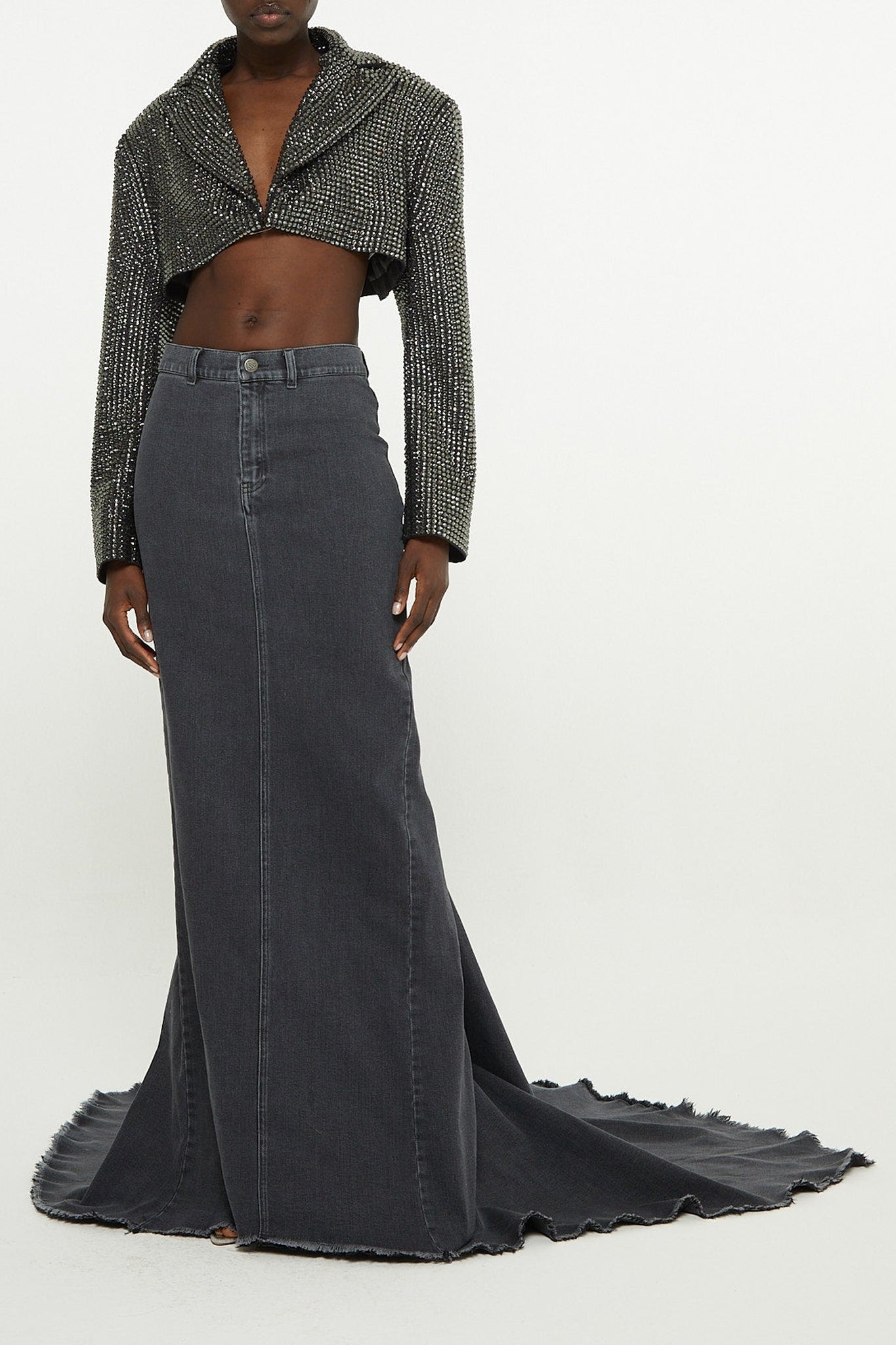 Black // Maxi allover rhinestone cropped blazer j