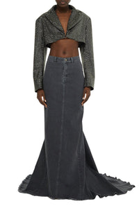 Black // Maxi allover rhinestone cropped blazer j