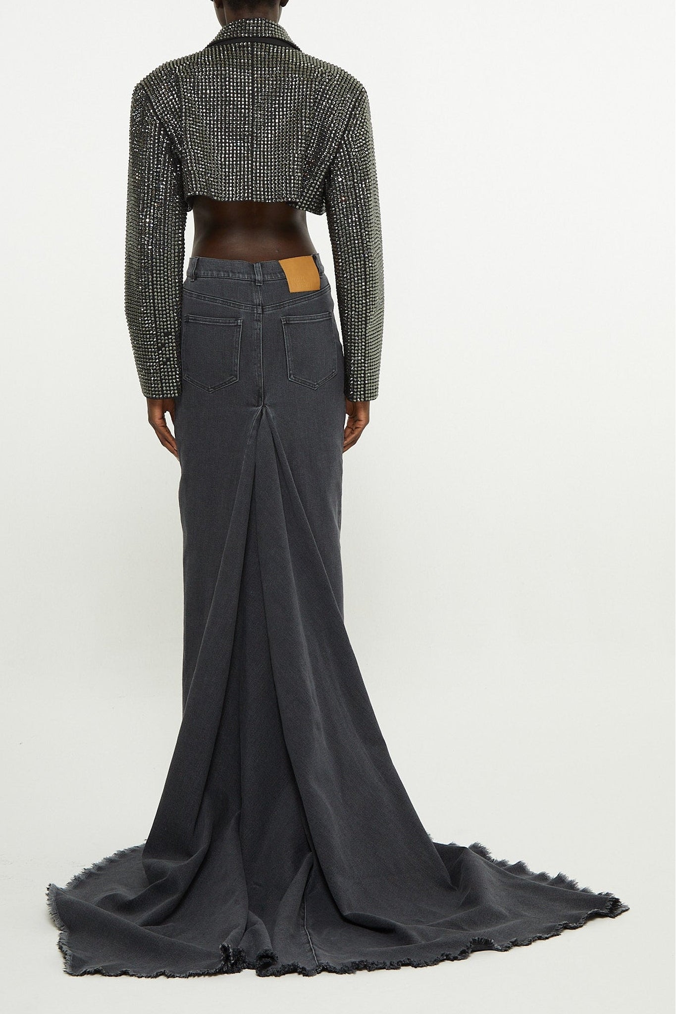 Black // Maxi allover rhinestone cropped blazer j