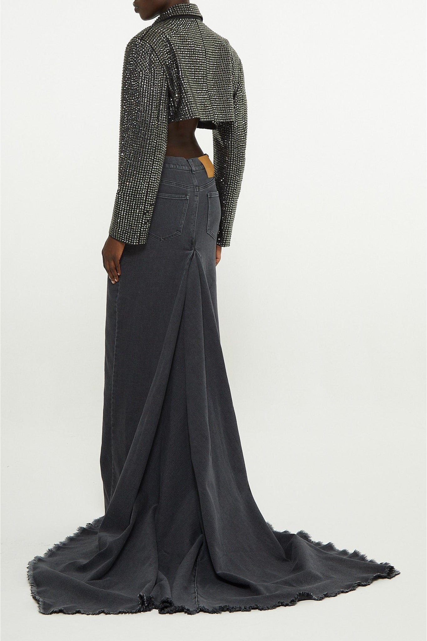Black // Maxi allover rhinestone cropped blazer j