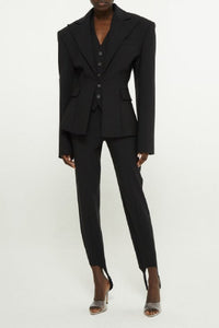 Veste ajustée épaules oversize en laine - Black
