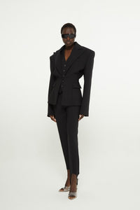 Black // Double twisted canvas blazer jacket