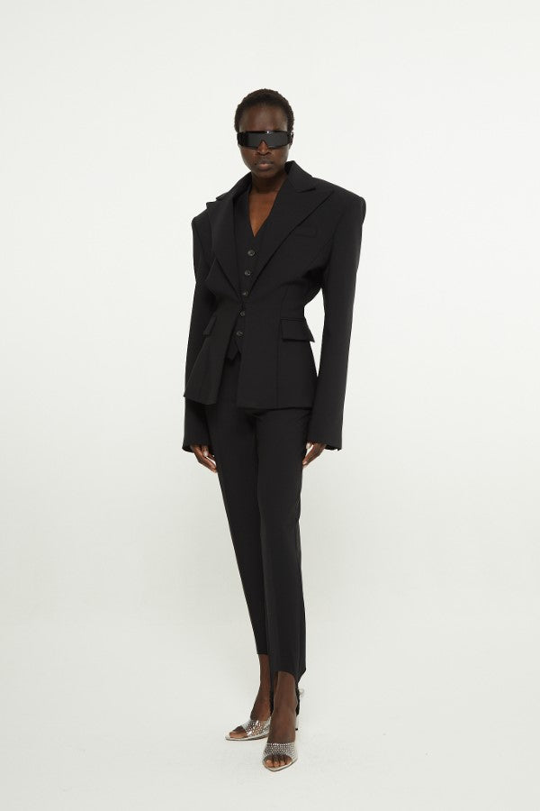 Black // Double twisted canvas blazer jacket