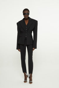 Black // Double twisted canvas blazer jacket