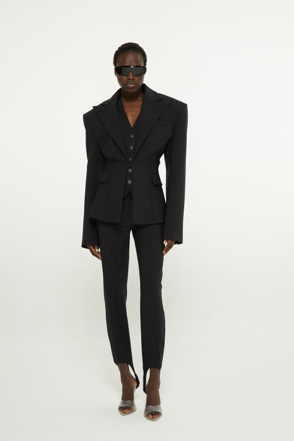 Black // Double twisted canvas blazer jacket