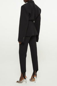 Veste ajustée épaules oversize en laine - Black