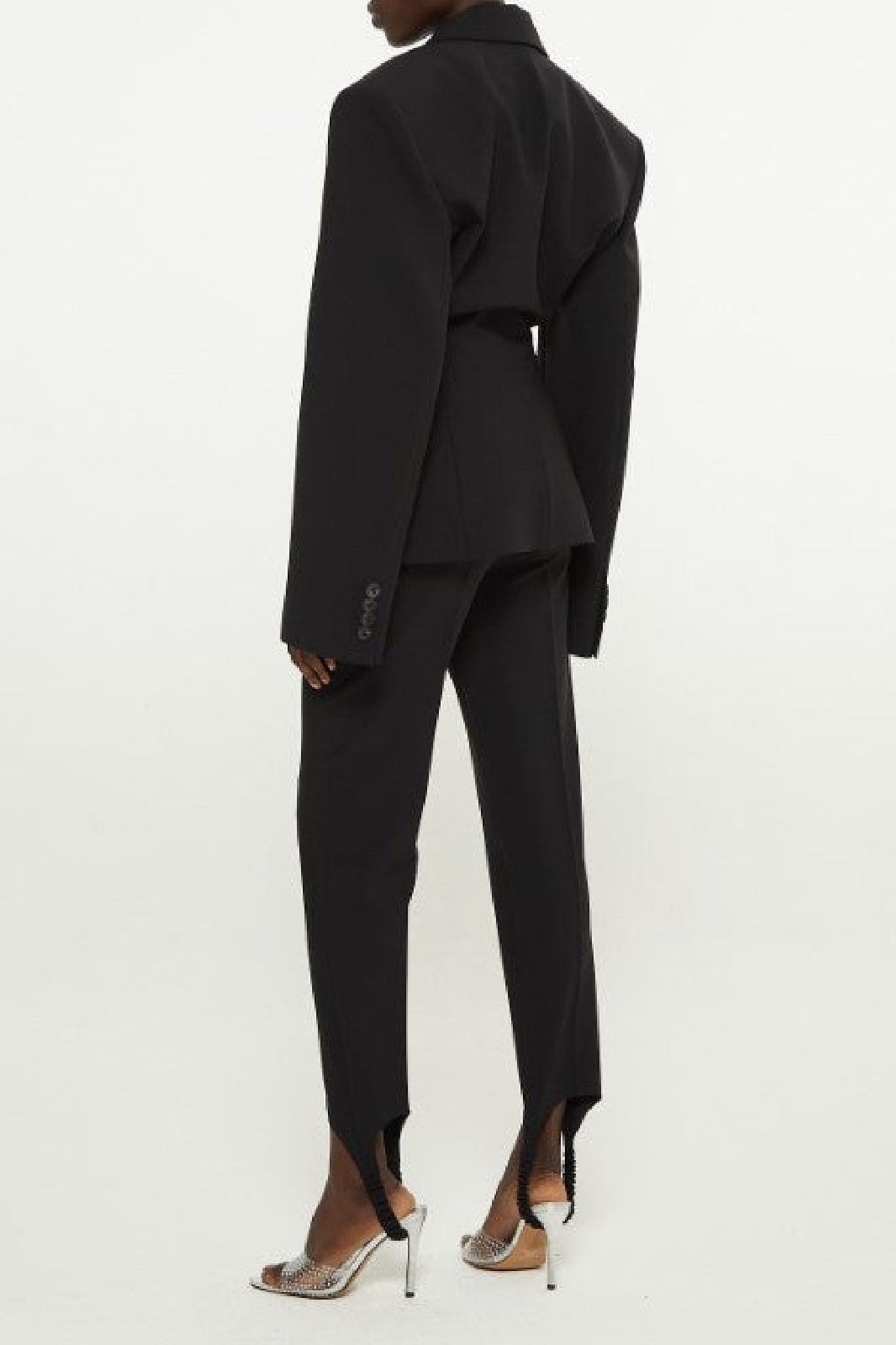Veste ajustée épaules oversize en laine - Black