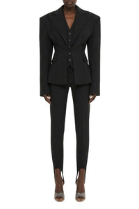 Veste ajustée épaules oversize en laine - Black