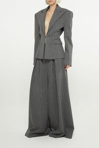 Blazer structuré à fines rayures - Grey