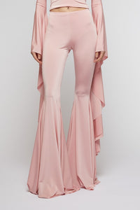Light Pink // light jersey maxi flare trousers