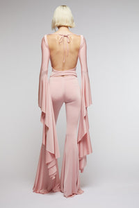 Light Pink // light jersey maxi flare trousers