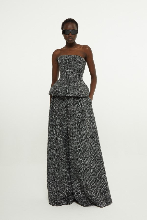 Black/White // Tweed palazzo trousers