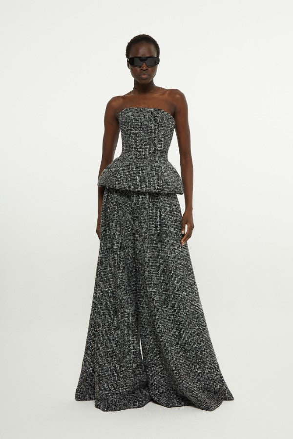 Black/White // Tweed palazzo trousers