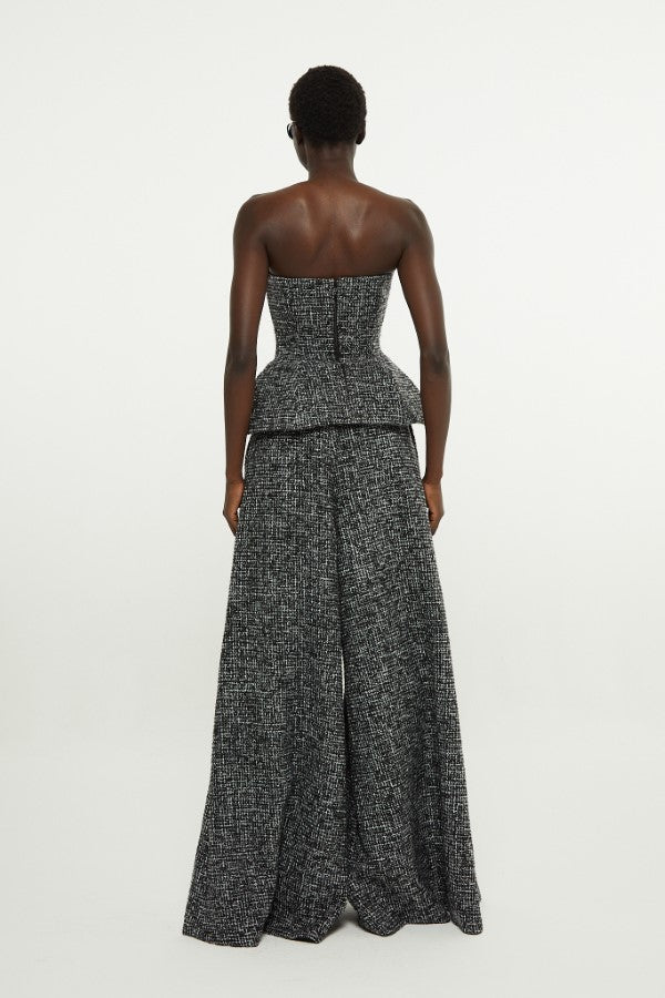 Black/White // Tweed palazzo trousers