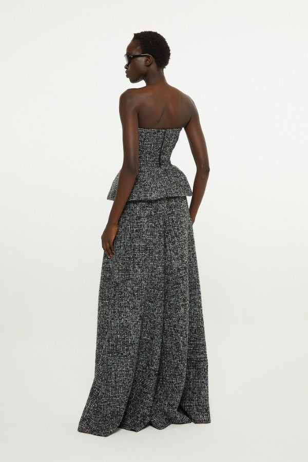 Black/White // Tweed palazzo trousers