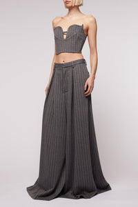 Grey // Pinstripe heavy jersey palazzo trousers