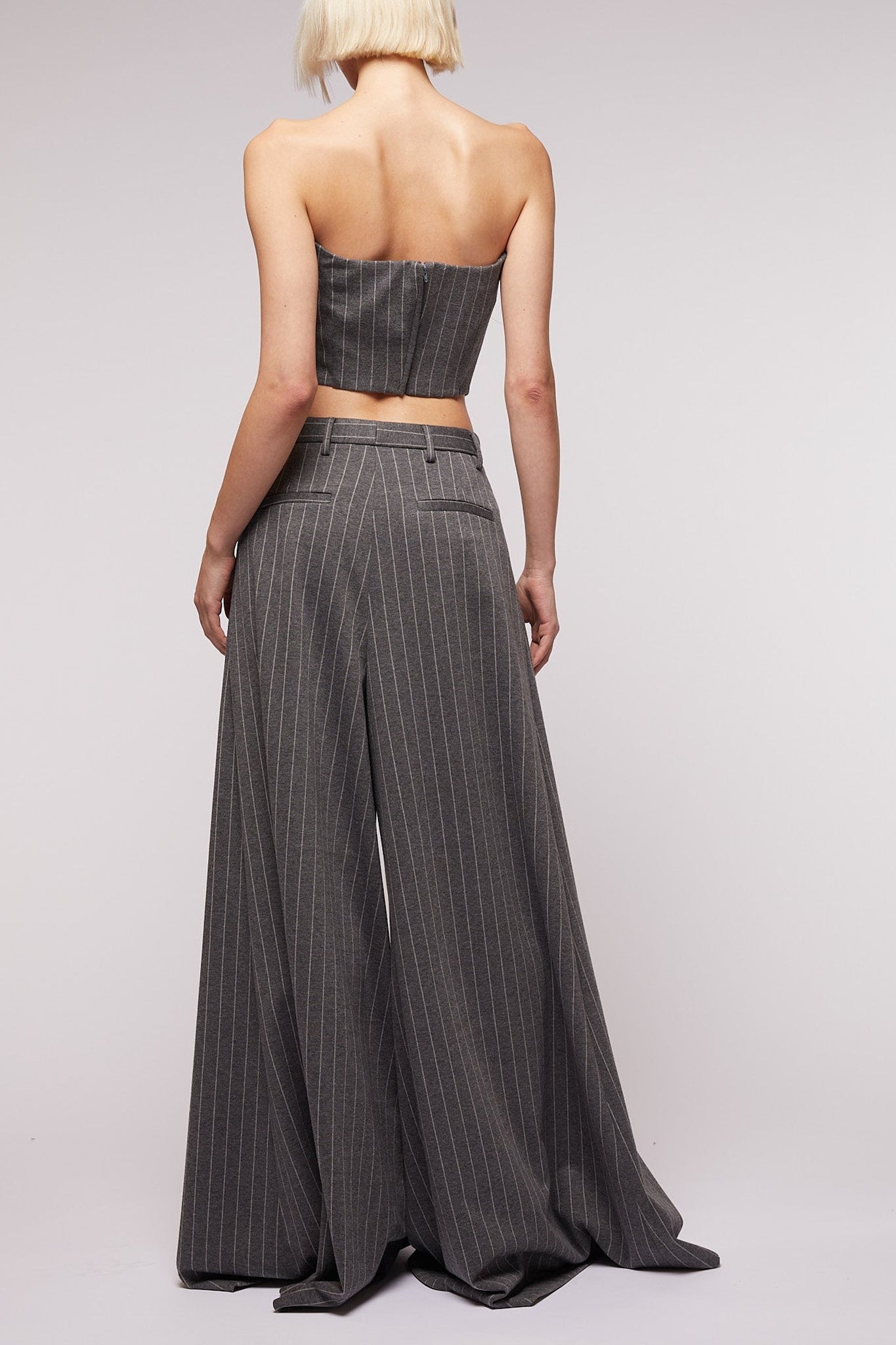 Grey // Pinstripe heavy jersey palazzo trousers