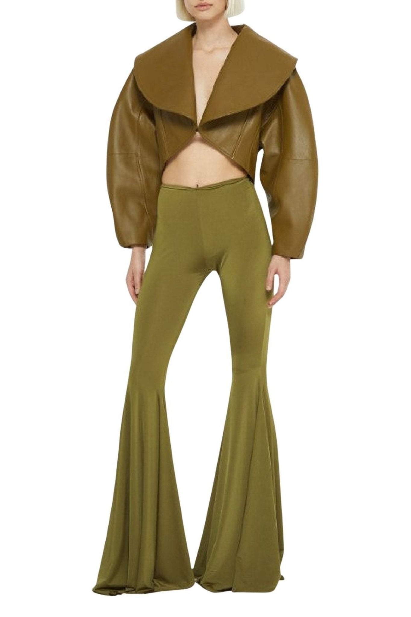 Veste courte en cuir - Army Green