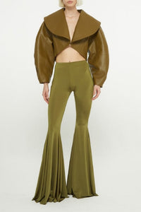 Veste courte en cuir - Army Green