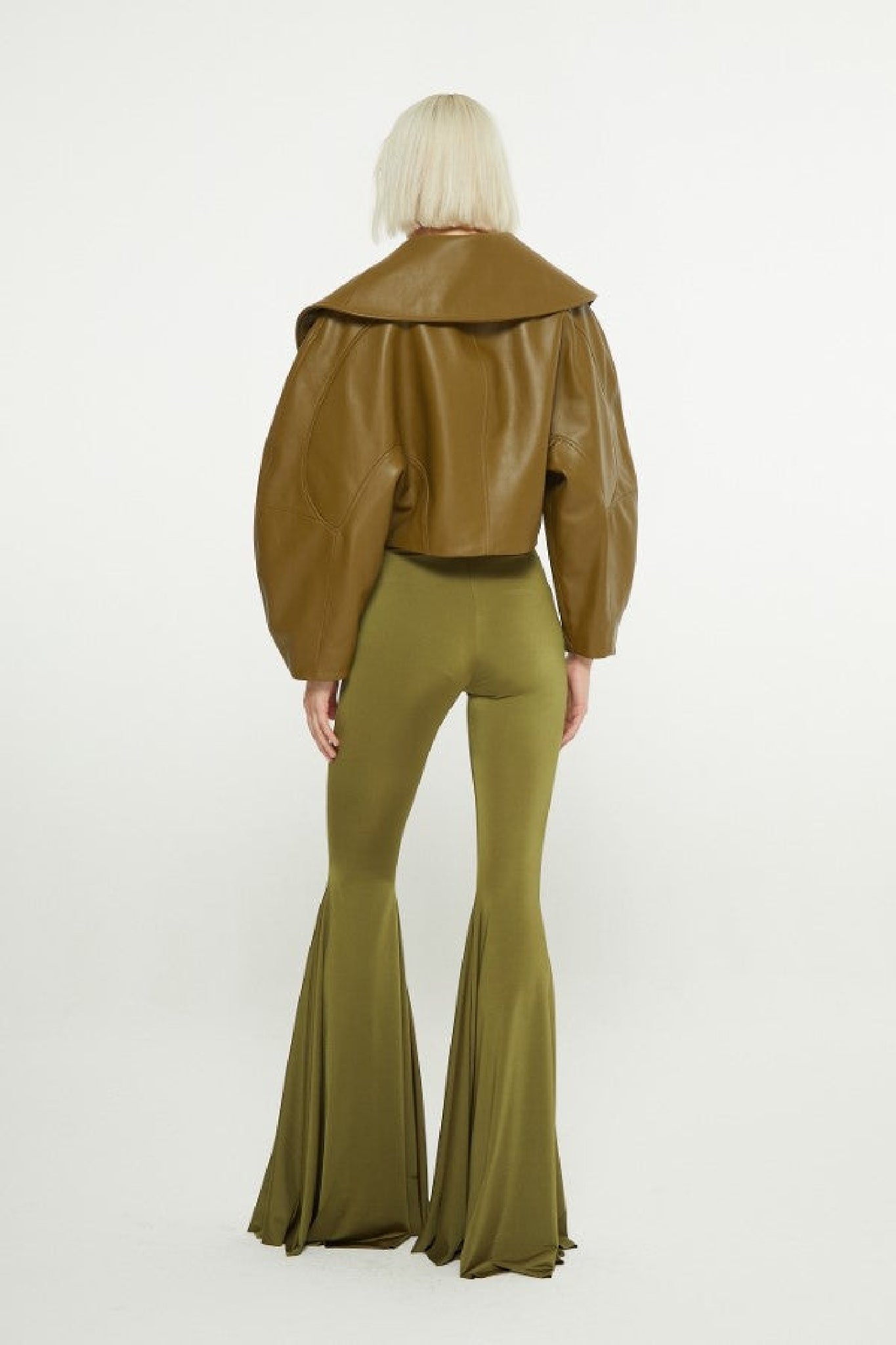 Veste courte en cuir - Army Green