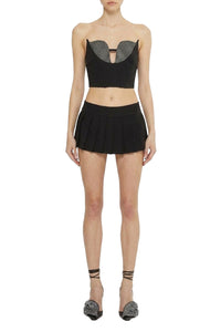 Jupe-short plissée en laine - Black
