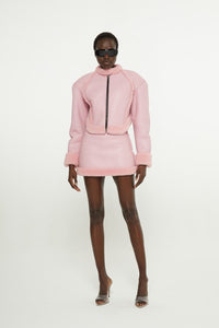 Light pink // shearling motorcycle jacket