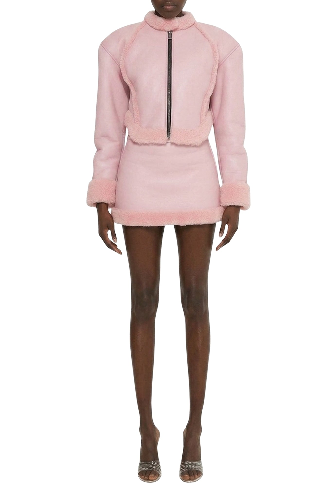Veste biker en cuir - Light Pink