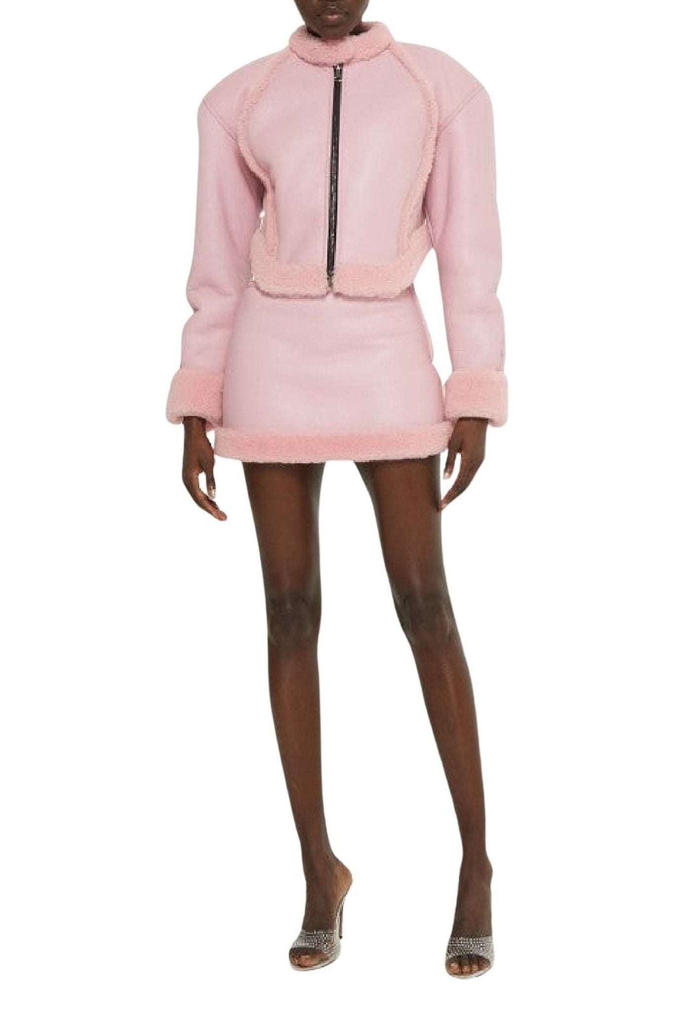 Veste biker en cuir - Light Pink