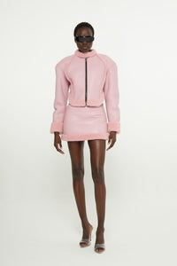 Light pink // shearling motorcycle jacket