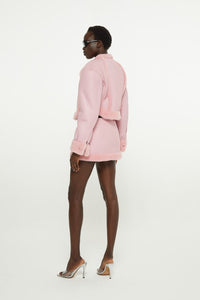 Light pink // shearling motorcycle jacket