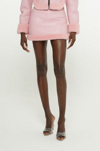 Jupe courte effet peau lainée - Light Pink