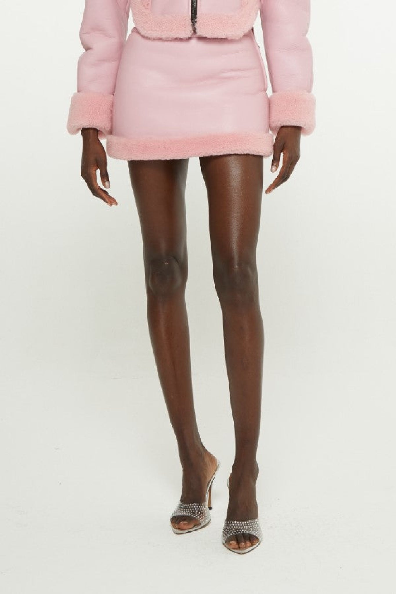 Jupe courte effet peau lainée - Light Pink