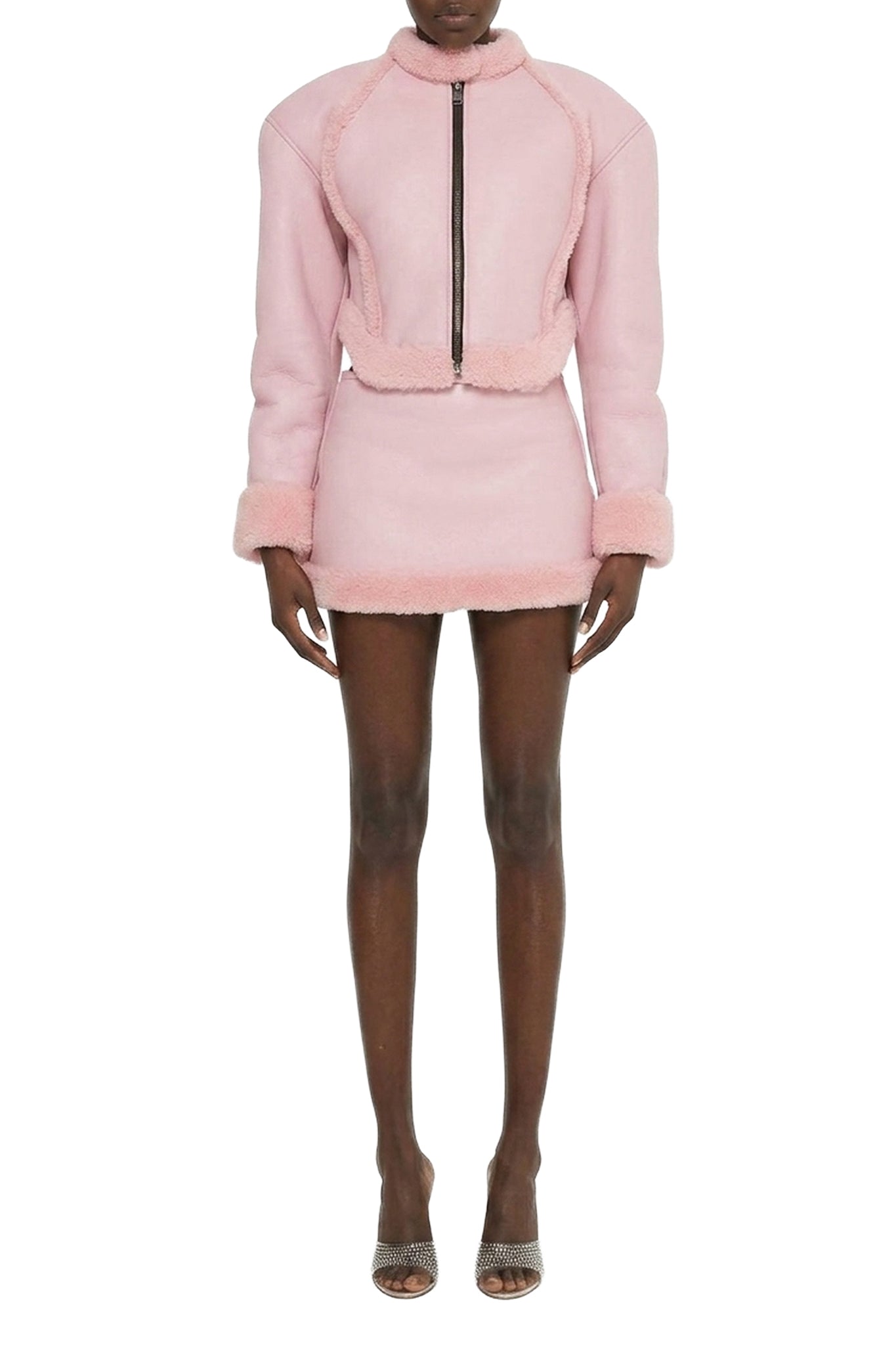 Short shearling skirt - Light Pink