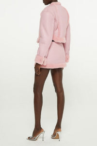 Jupe courte effet peau lainée - Light Pink