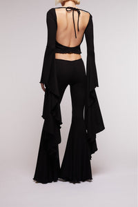 Black // Ribbed knitwear maxi sleeves top