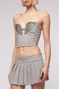 Bustier en strass et laine - Grey