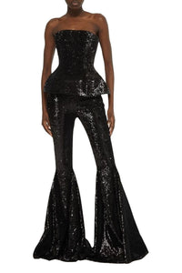 Bustier à sequins évasé - Black