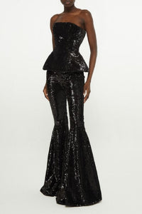 Bustier à sequins évasé - Black
