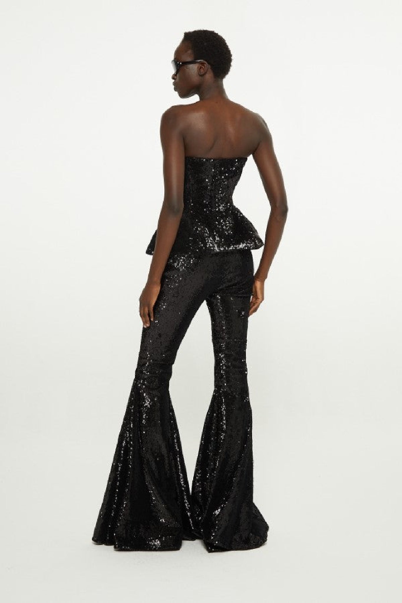 Bustier à sequins évasé - Black