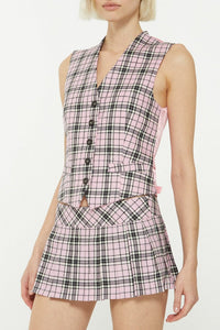 Light pink // Crystal embellishment tartan vest