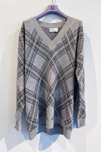 Robe mini imprimé tartan en laine - Grey