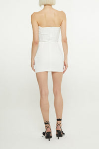 Robe courte avec brassière ornée de strass - White