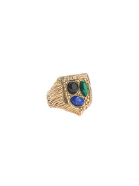 Bague Britania Chevaliere - Doré & Bleu