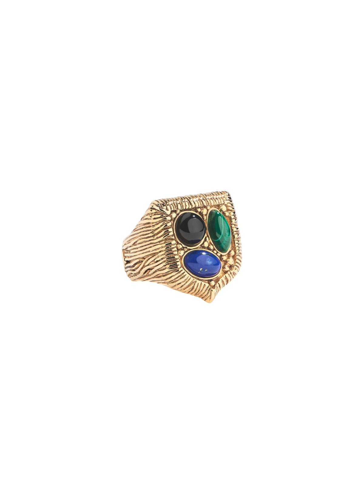 Bague Britania Chevaliere - Doré & Bleu
